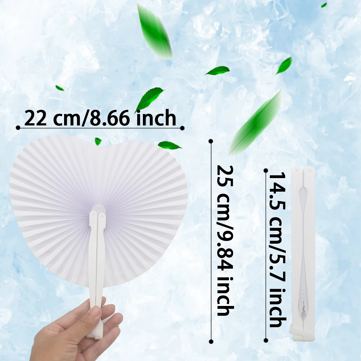 40/80/120Pcs Bruiloft Papier Waaier Hartvormig Diy Schilderij Wit Opvouwbare Fans Blanco Fans Gastgeschenken Voor Feest Verjaardagsdecoratie