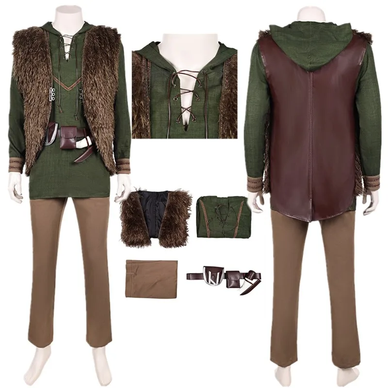 

Cartoon Hiccup Cosplay Hooded Shirt Costume 2025 Dragon Fantasia Adult Men Vest Pants Belt Outfits Halloween Carnival Party Suit