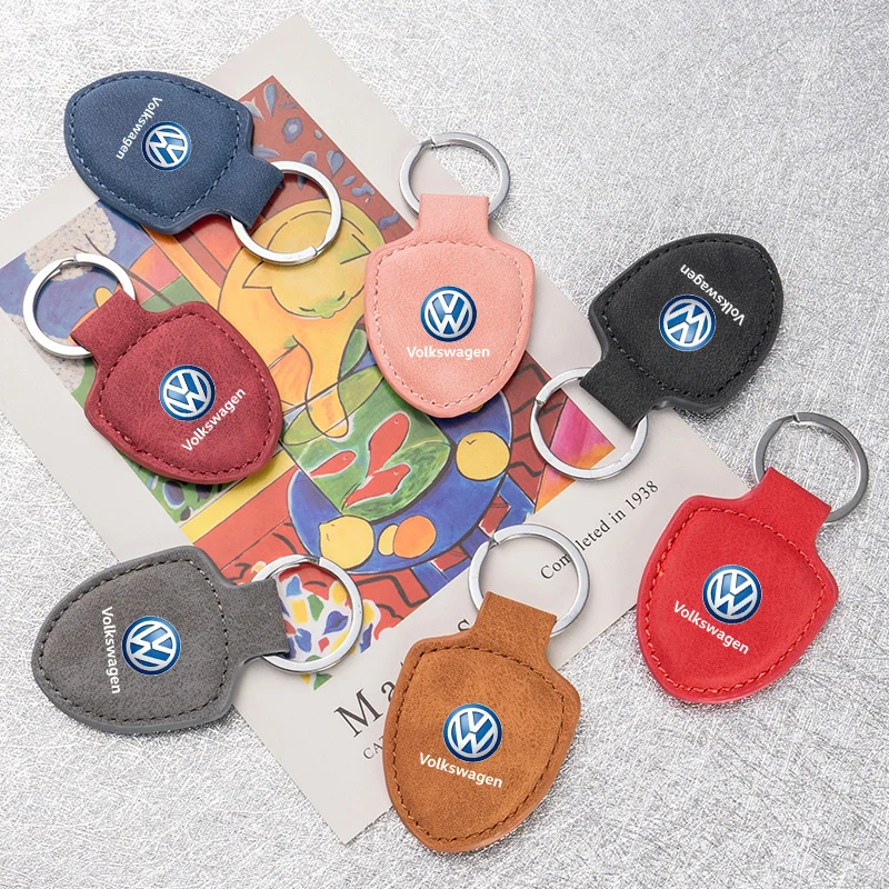 Fashion Car Keychain Ring Leather Keyring For Volkswagen VW Golf Tiguan Jetta Transporter Passat T5 Polo Touran Scirocco Arteon