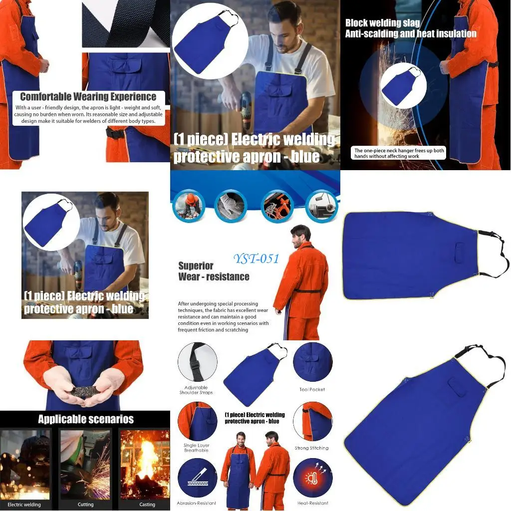 

E15A Industrial Welding Protective Apron Flame Retardant Materials Large Coverage Design For Metal Cutting Fabrication Tasks