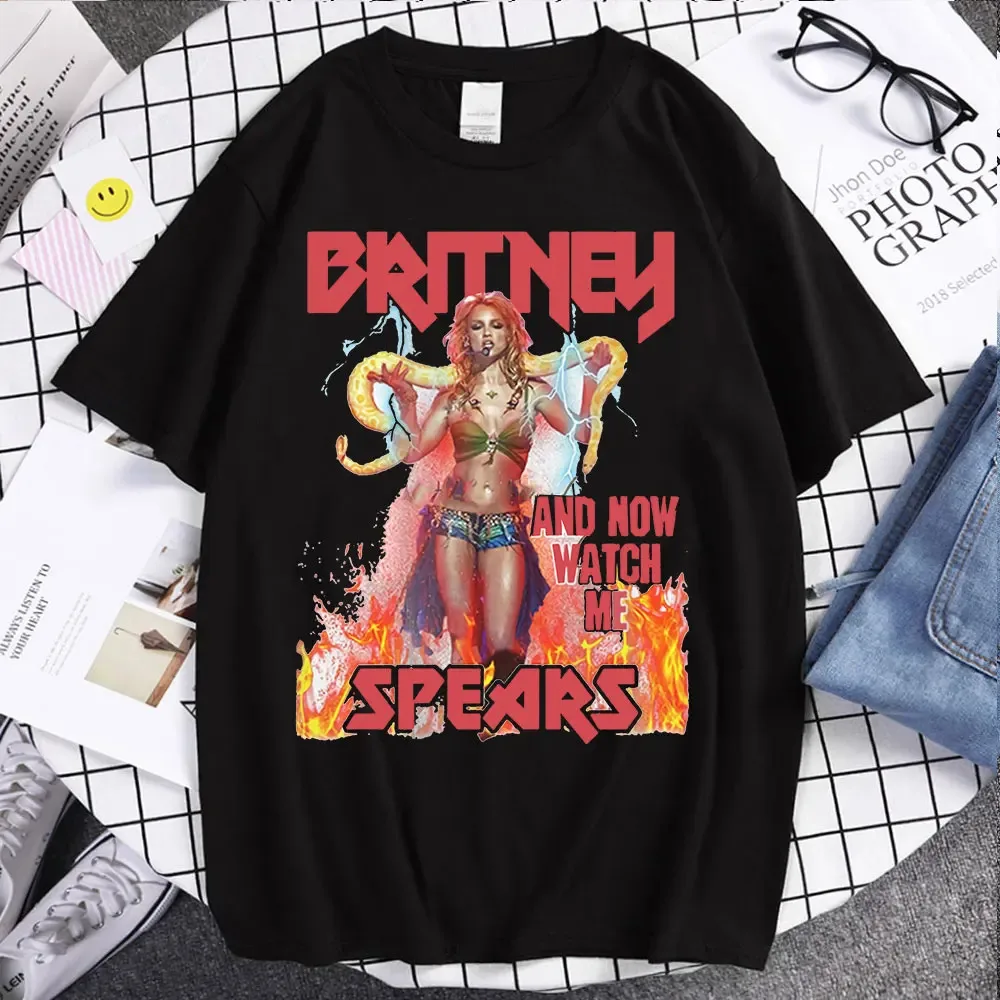 Men T-Shirts Fashion Britney Spears Beautiful Photo Print Tshirt Summer Classic Casual T Shirt Black Crew Neck Comfortable Tees