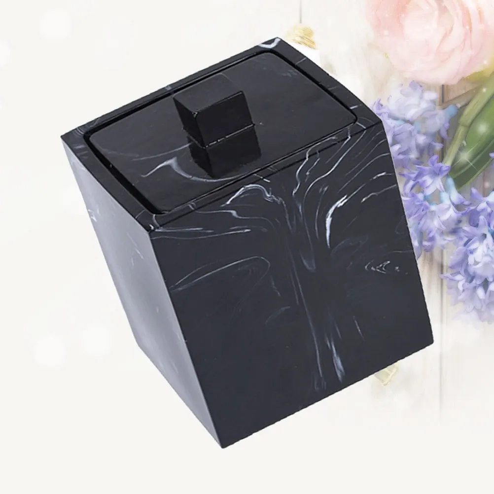

Marble Pattern Storage Box For Cotton Swabs Toothpicks Organizer Dustproof Apothecary Jar Makeup Cotton Holder Space Saving