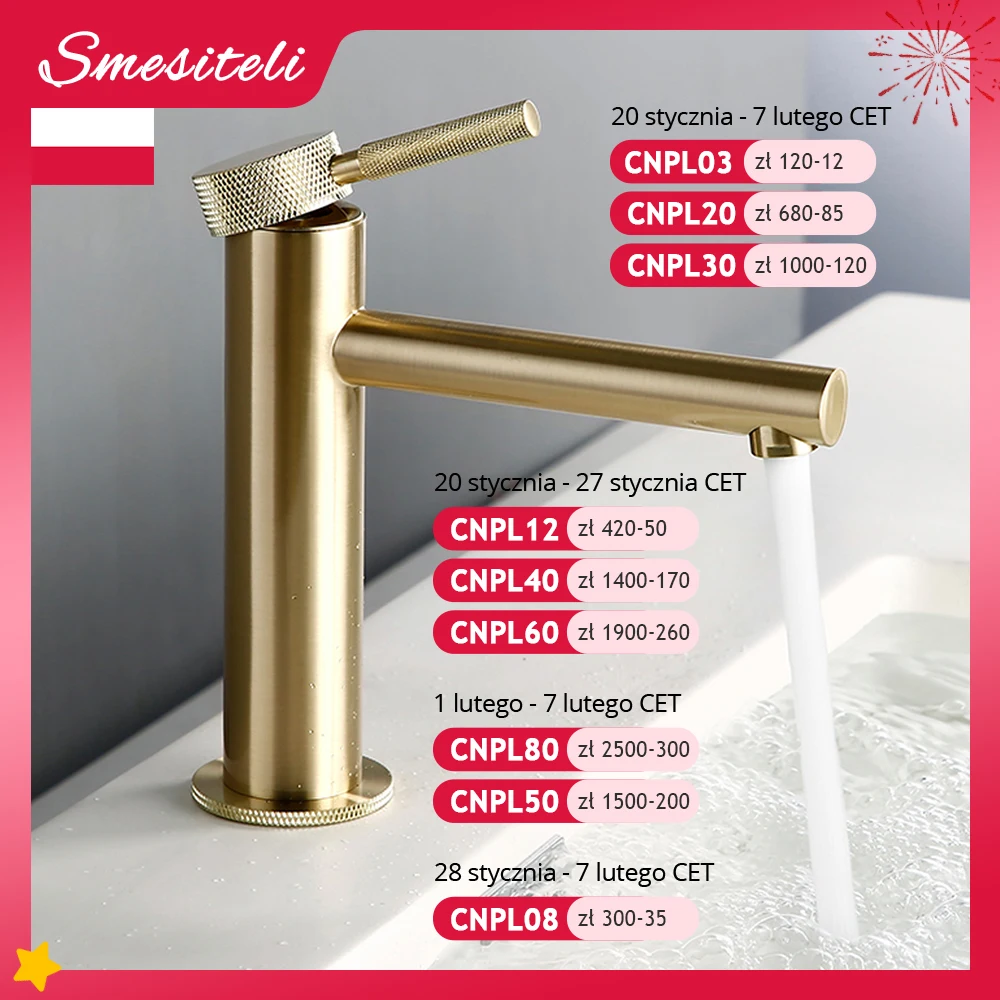 Brushed Gold Basin Faucet Hot And Cold Water Sink Tap Bathroom Mixe Knurled Single Handle Deck Mounted