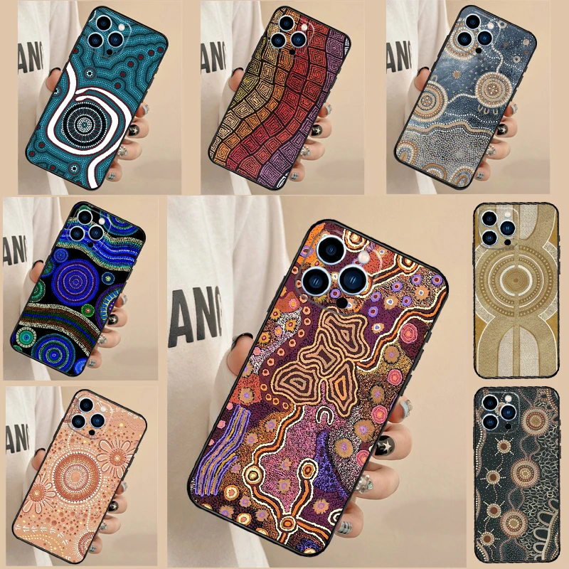 Aboriginal Art Print Phone Case For iPhone 16 15 14 13 12 11 Pro Max XS X XR 7 8 Plus 12 13 Mini Back Cover