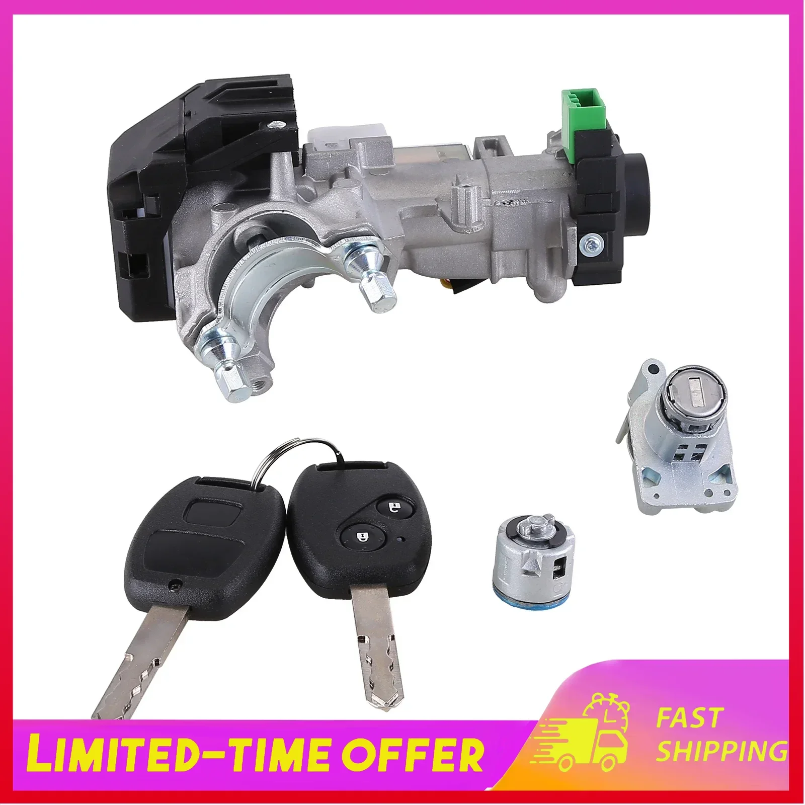 

Ignition & Door Lock Cylinder Switch Assembly Set w/ 2 Remote Keys 06350-SWN-011 Compatible for CRV 07-11