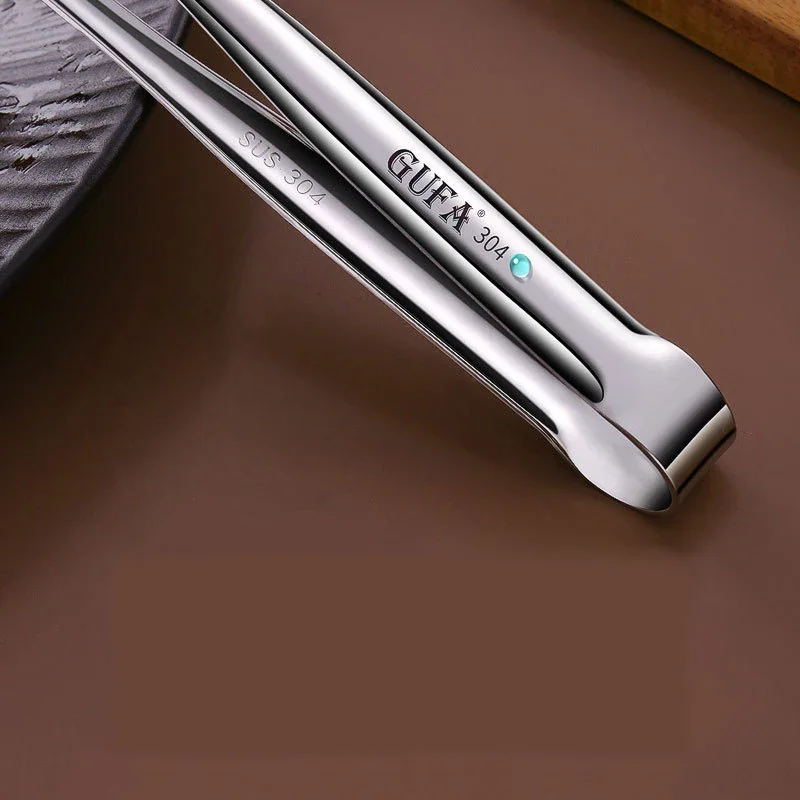 ملقط الشواء غير القابل للانزلاق 304 ملقط طعام من الفولاذ المقاوم للصدأ شواء مقبض طويل ملقط ستيك أدوات المطبخ الطبخ اكسسوارات المطبخ #4