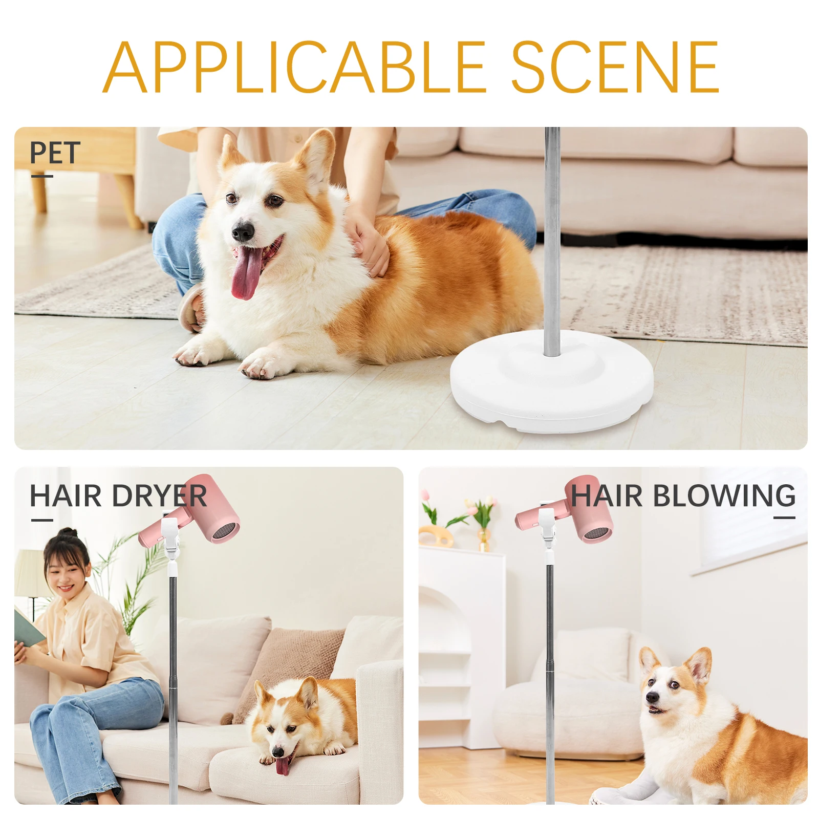 

Hair Dryer Holder Pet Rack Blow Bracket Grooming Support Stand Stainless Steel Clamp