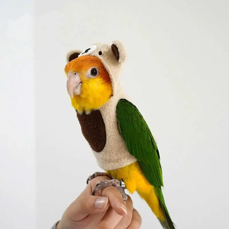 Cockatiel Costume Cute Bird Costume With Bear Shape Parrot Cloth Warm Parrot Cloak Multi-Purpose Bird Clothes Parrot Cosplay