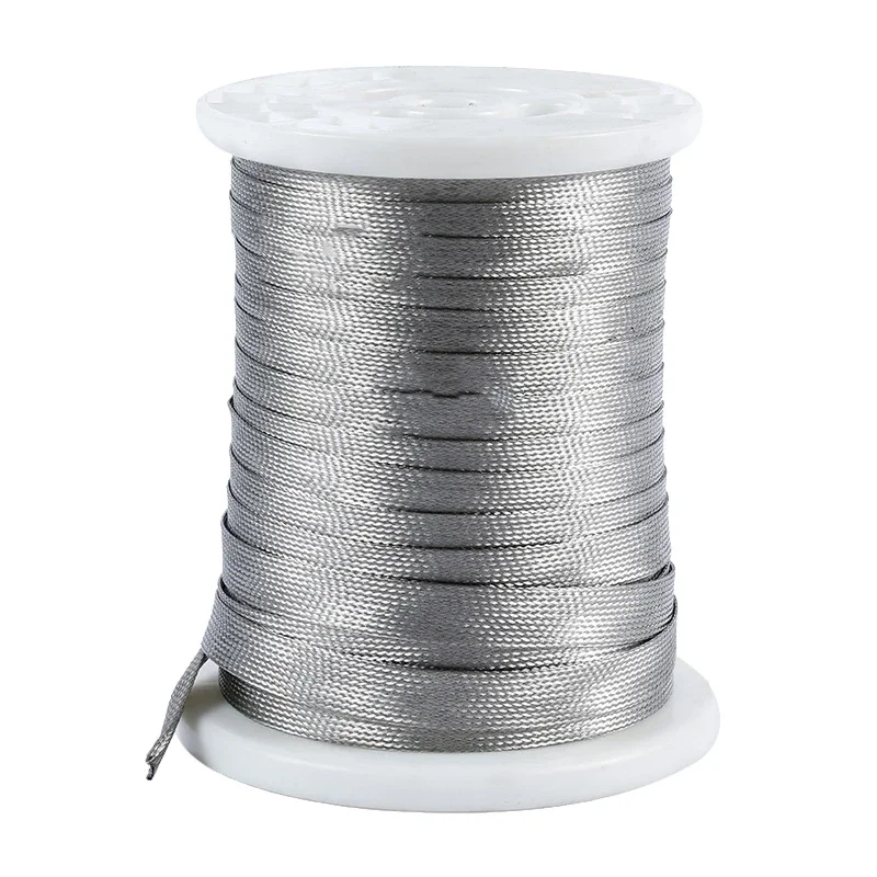 5M 304 Stainless Steel Wire Cable Braided Sleeve Metal Sheath Expandable Conductive Shielding Screening Signal Wire Cable