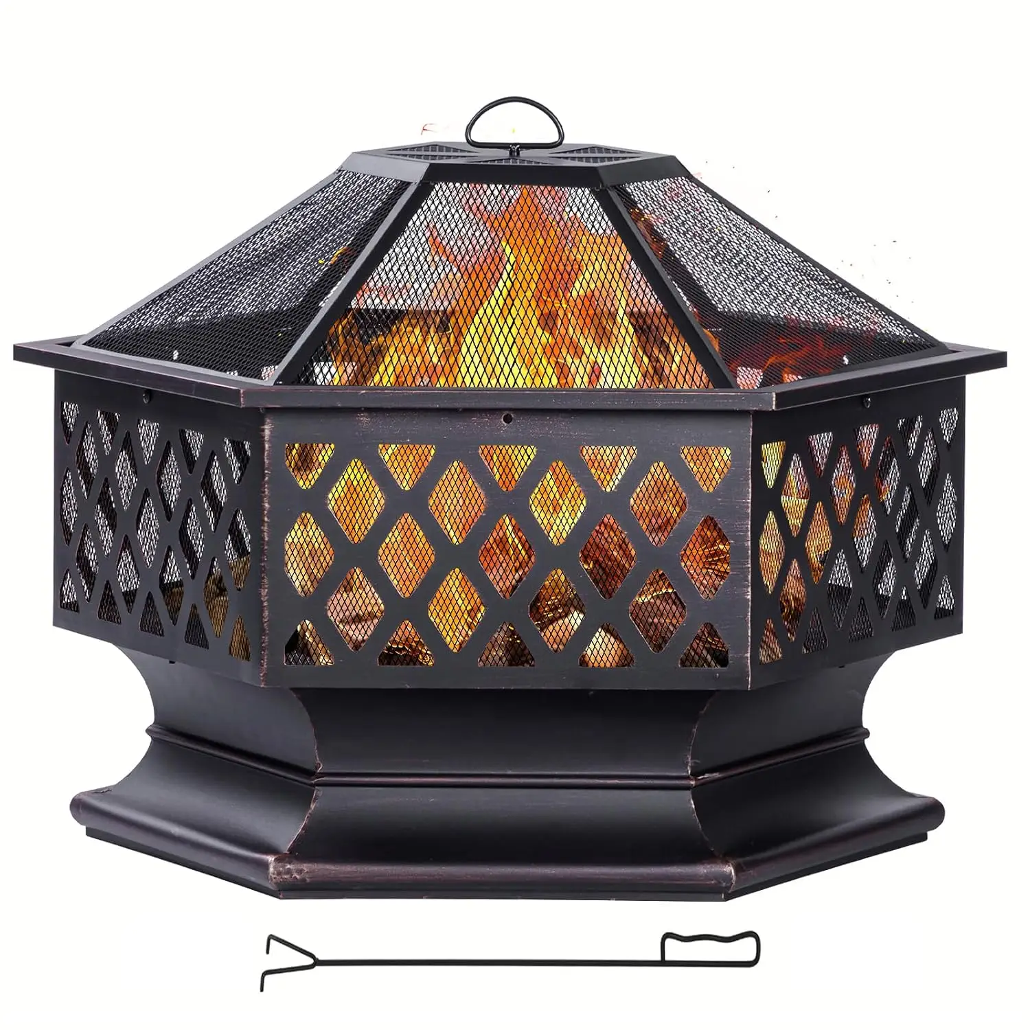 33 Inch Outdoor Fire Pit, Hexagon Shaped