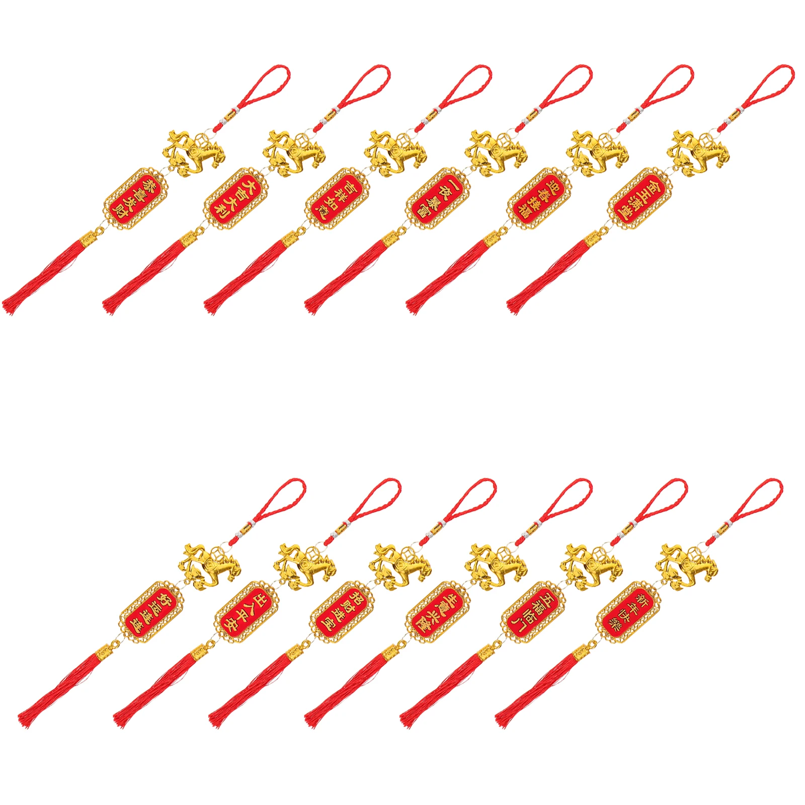 

12Pcs Chinese New Year Decorations Chinese Zodiac Horse Pendant Red Tassel Spring Festival Lucky Charm Hanging Ornament