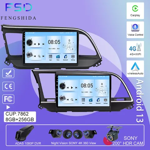 현대 Elantra Avante AD 2015 ~ 2021 용 Android 13 차량용 멀티미디어 GPS 라디오 네비게이션 NAVI 플레이어 CarPlay 360 BirdView 3D 현대 Elantra Avante AD 2015 ~ 2021 용 Android 13 차량용 멀티미디어 GPS 라디오 네비게이션 NAVI 플레이어 CarPlay 360 BirdView 3D