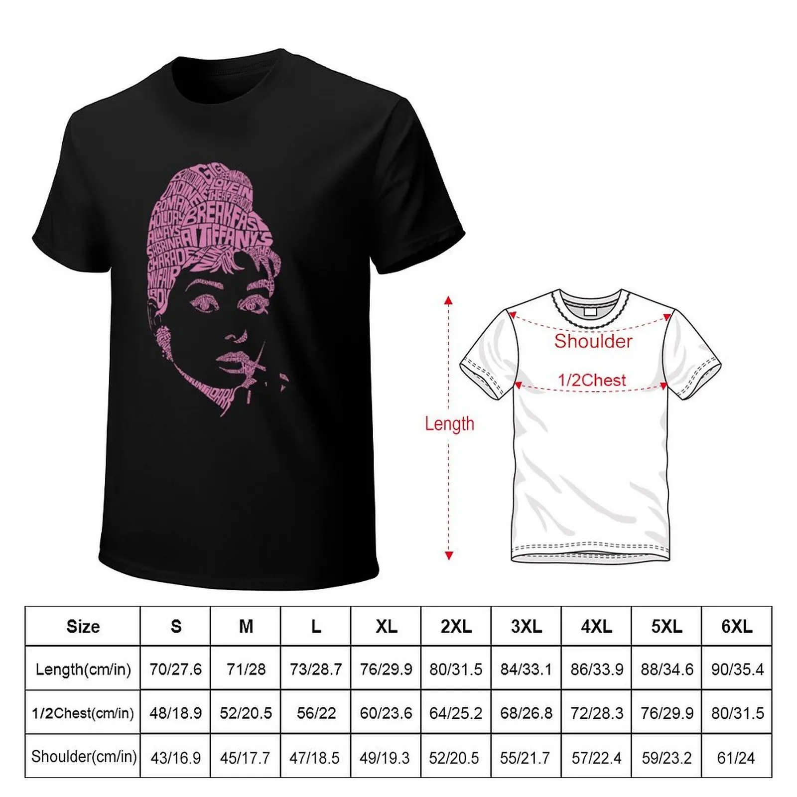Audrey Hepburn Legacy Typography [Type C] T-Shirt Basic Solid Color Short Sleeve T-Shirt
