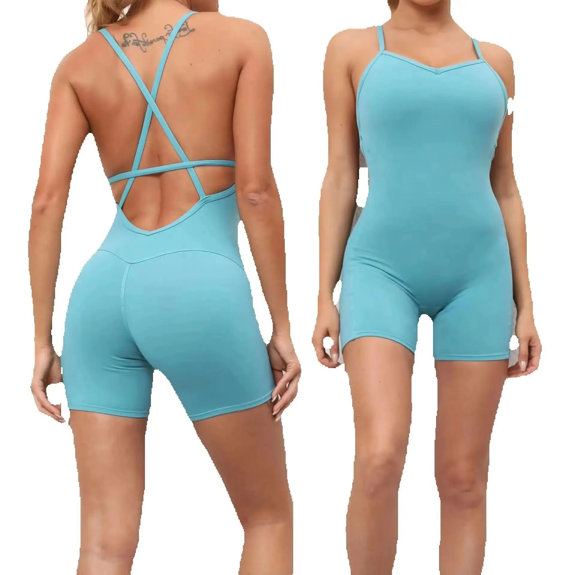 Women SportswearSexy Short Sports Jumpsuit Women Gym One Piece Suit Female Soft Yoga Clothing Fitness Rompers Workout Bodysuits