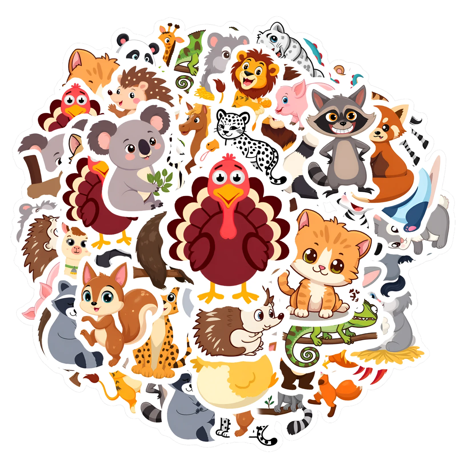 35pcs-50pcs Cute Animal Stickers Funny Stickers Pvc Playful Laptops Stickers Notebooks Suitcases Stickers