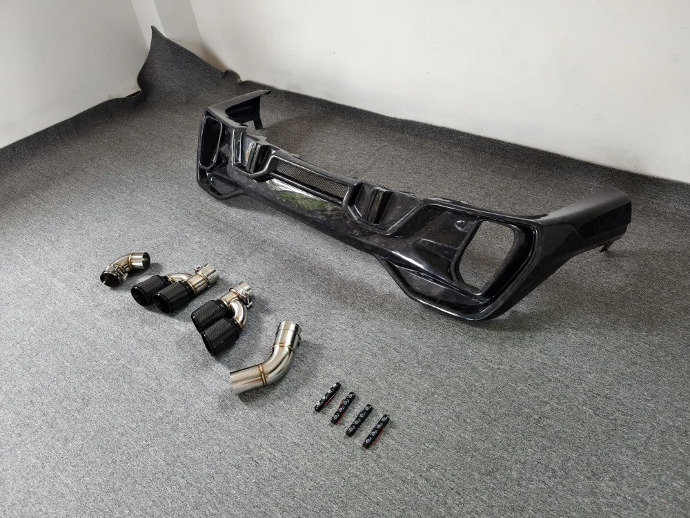 Used for BMW X6 G06 High-quality Forged Carbon Fiber LD Style Rear Bumper Diffuser Spoiler with Exhaust Nozzle Body Kit