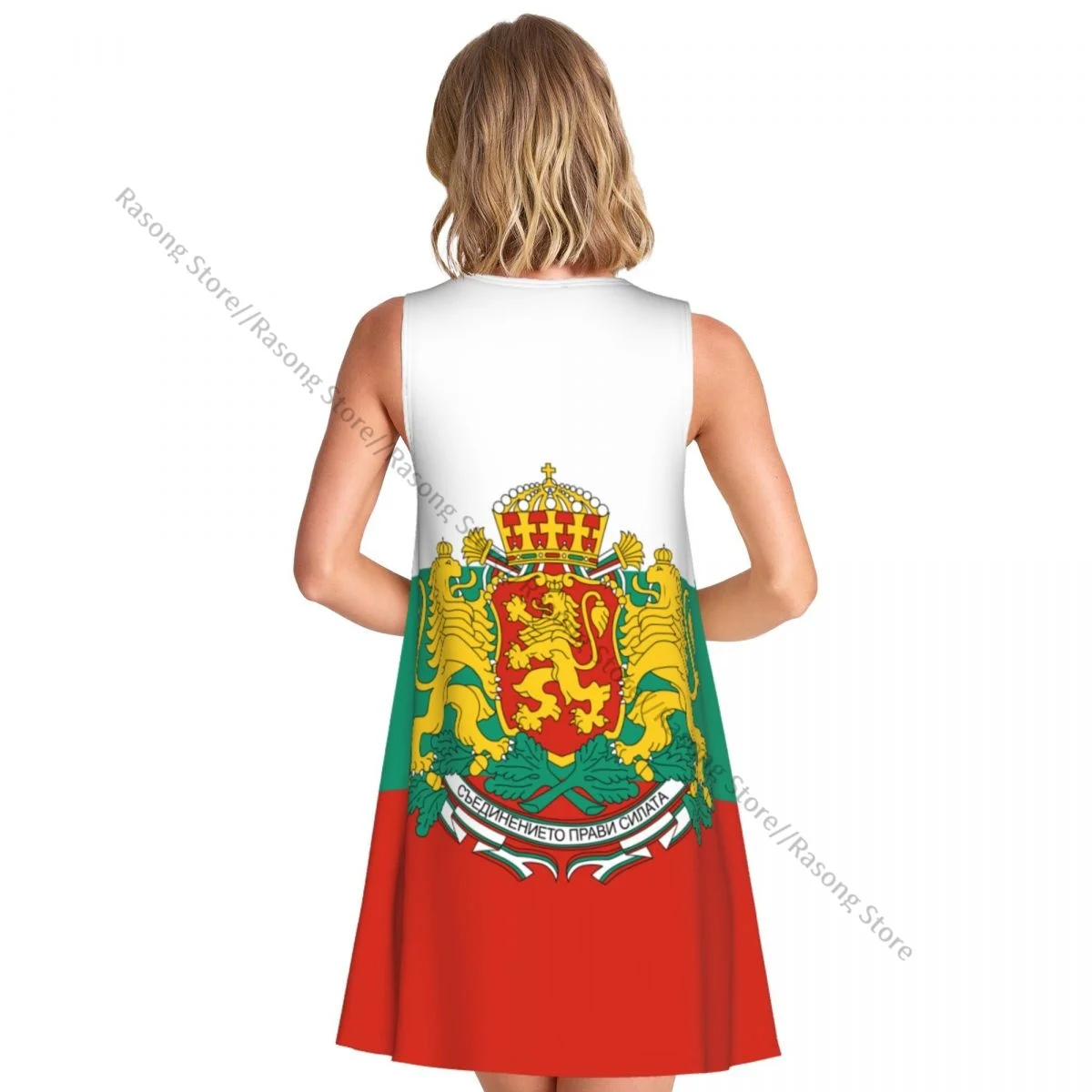 Damesjurk Zomer Casual T-shirt Jurken Strand Cover-up Vlag van Bulgarije Tankjurk