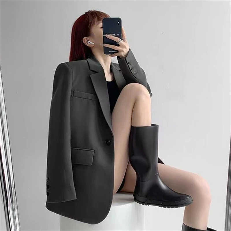 

Korean Fashion Black Blazer Women Spring Autumn Coat High-end Loose Casual Long Sleeve Design Suits Chic Blazer Mujer New