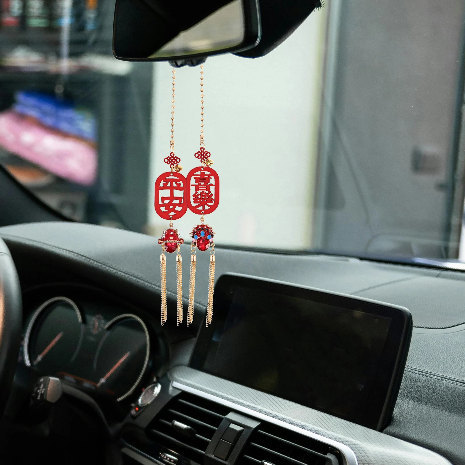 

Car Mirror Charm Chinese Pendant Automotive Hanging Decoration Rearview Accessories Lucky Charm Car Interior