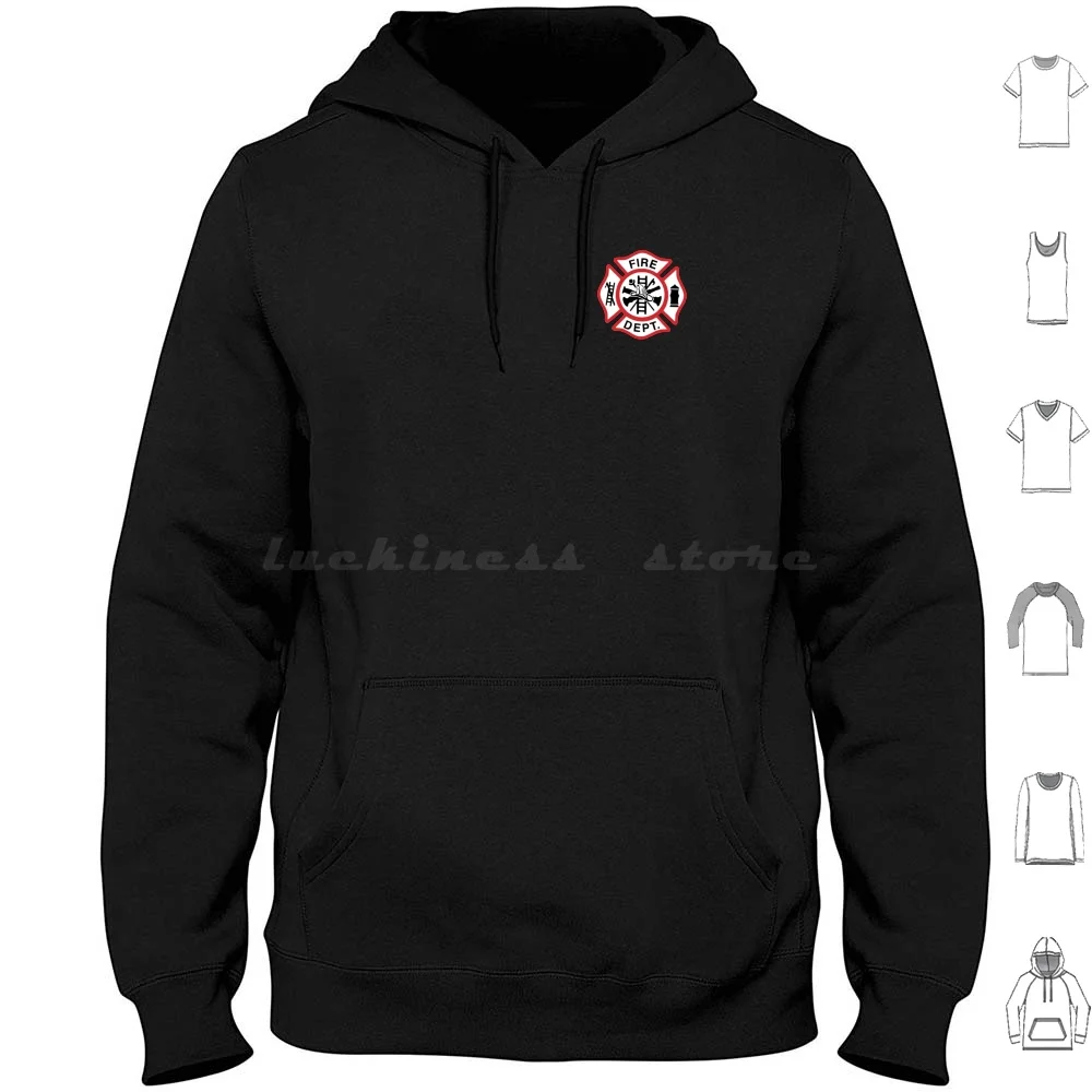 Fire Dept Maltese Cross Gifts Hoodie cotton Long Sleeve Firefighter Volunteer Fire Dept Volunteer Firefighter Fire