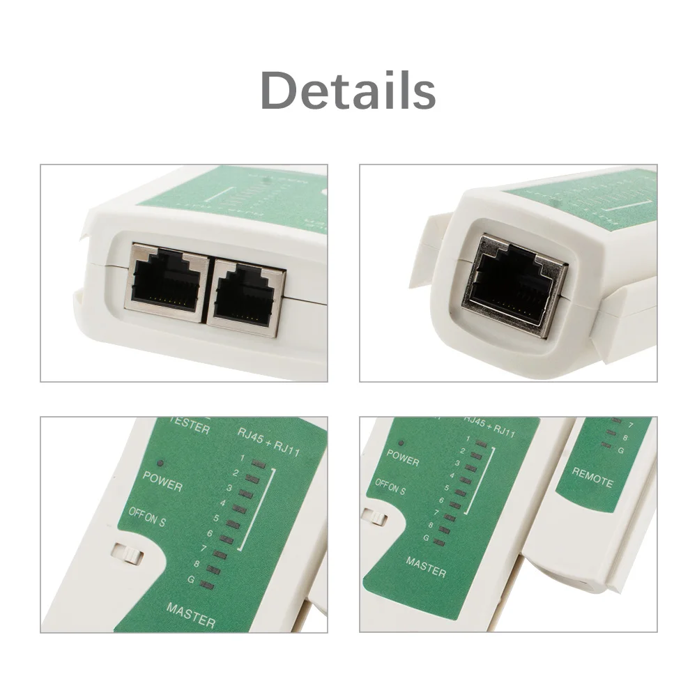 جهاز اختبار كابل الشبكة RJ45 أداة اختبار كابل إيثرنت Lan لكابل Cat5 Cat6 CAT7 8P 6P LAN وكابل الهاتف RJ11
