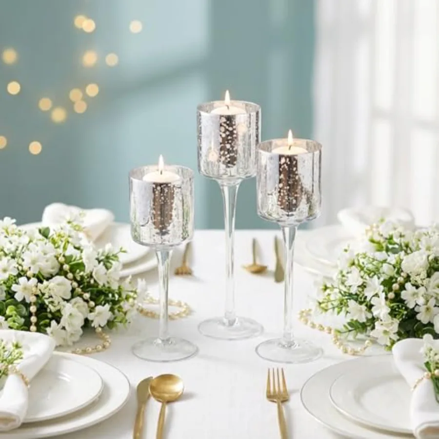 6 Pcs Glass Candle Holder Tea Light Floating Candle Holders 7.87