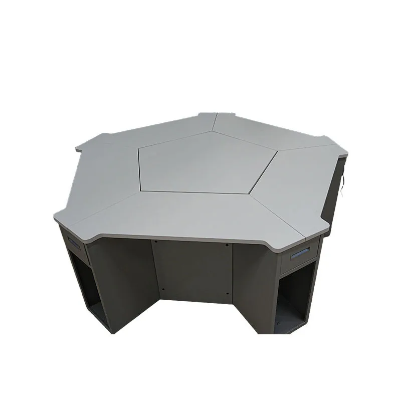 

Multifunctional electric lifting hexagonal table 5 people office conference table 5 people electric lifting teaching desk