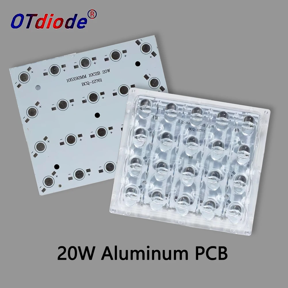 LED Aluminum PCB Square Board Reflector Lens Holder Base Plate Substrate For 1W 3W 20W 60W Leds Chip Bead105*92mm  Flood Light