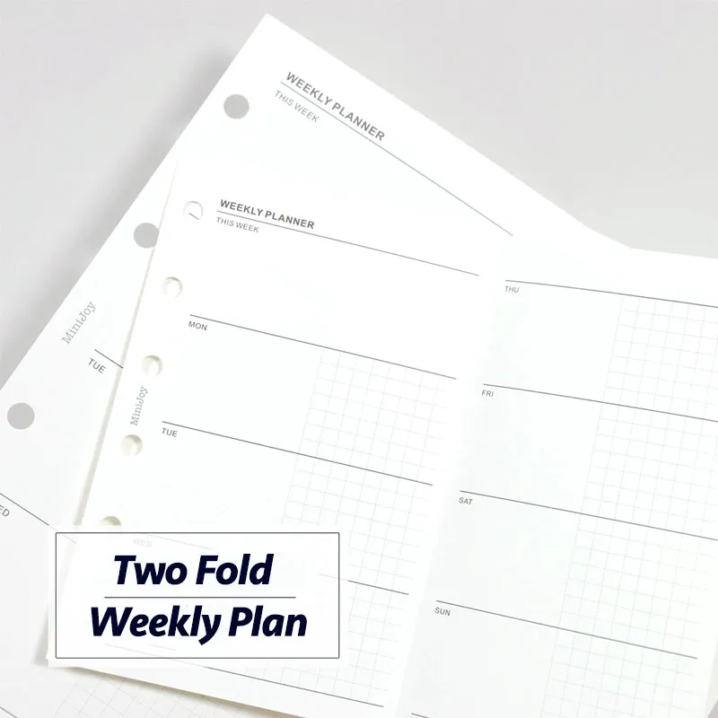 Fromthenon Minimalist Hand Ledger Loosening Paper A6A7 Two Fold Weekly Plan Replacement Core Schedule Inner Page