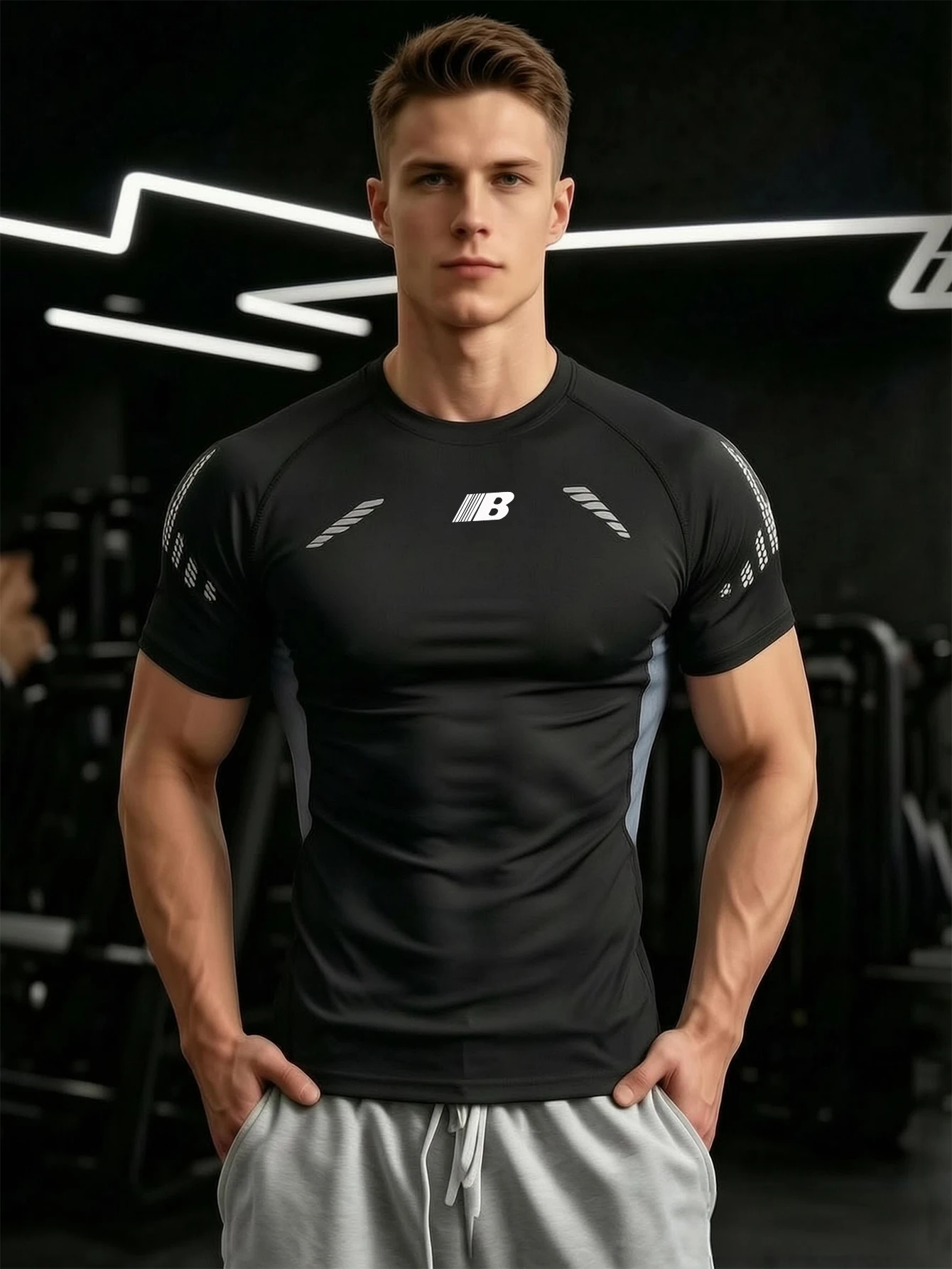 Men's Quick Dry Fitness T-Shirt Gym Running Sportswear  Breathable Workout Tee Bodybuilding Muscle Shirt Casual Activewear‌
