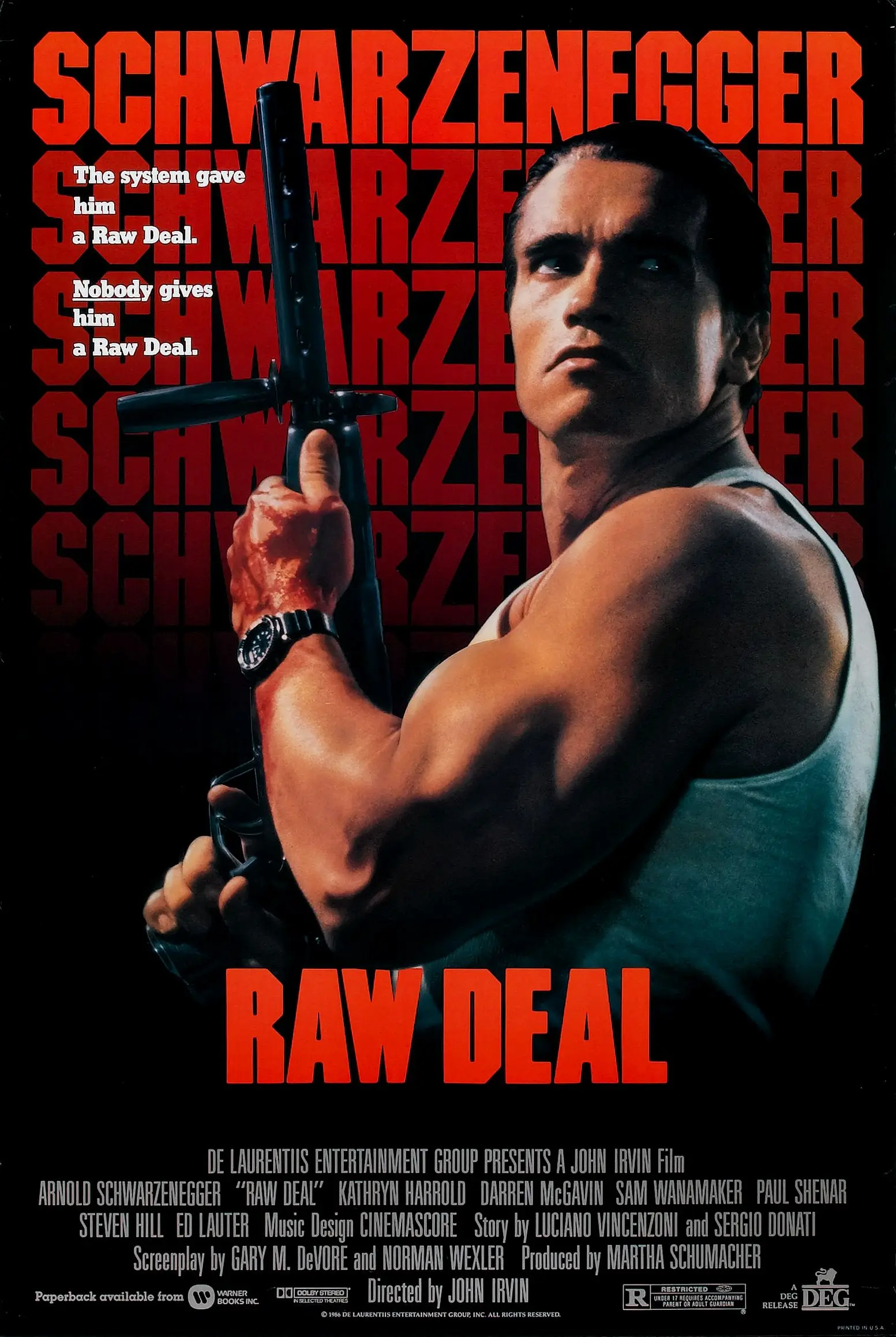 Raw Deal Movie Arnold Schwarzenegger, Art Picture Print Silk Poster, Living Room Decor Home Wall