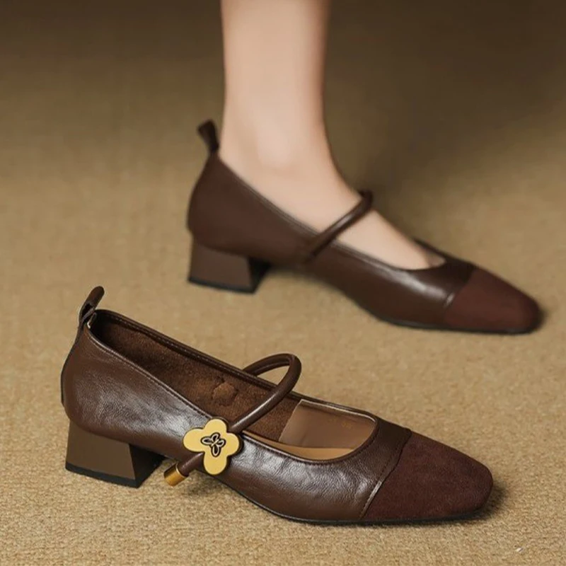 

Women Mary Jance Shoes High Heels Fashion Dress Shoes Chunky Luxury Shallow Pumps Autumn 2025 Designer Elegant Chaussure Femme