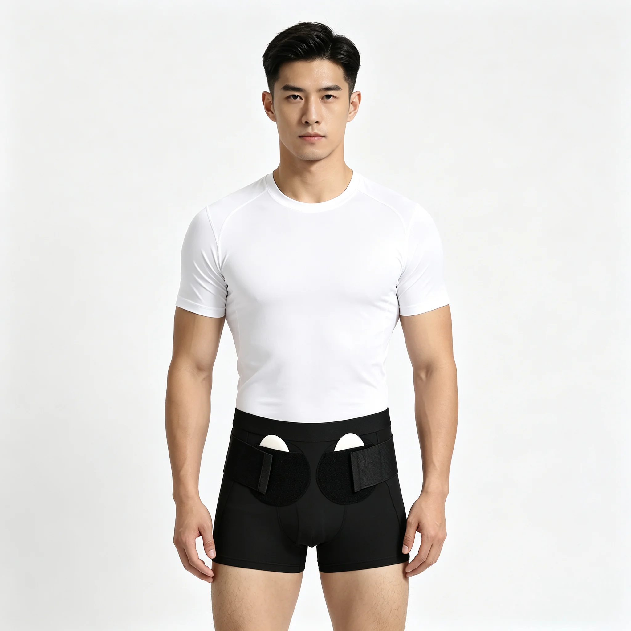 Men Inguinal Area Support Boxer Shorts Hip Adjustable Strap Detachable Pad Pain Relief for Pre & Post Operation Daily Recovery