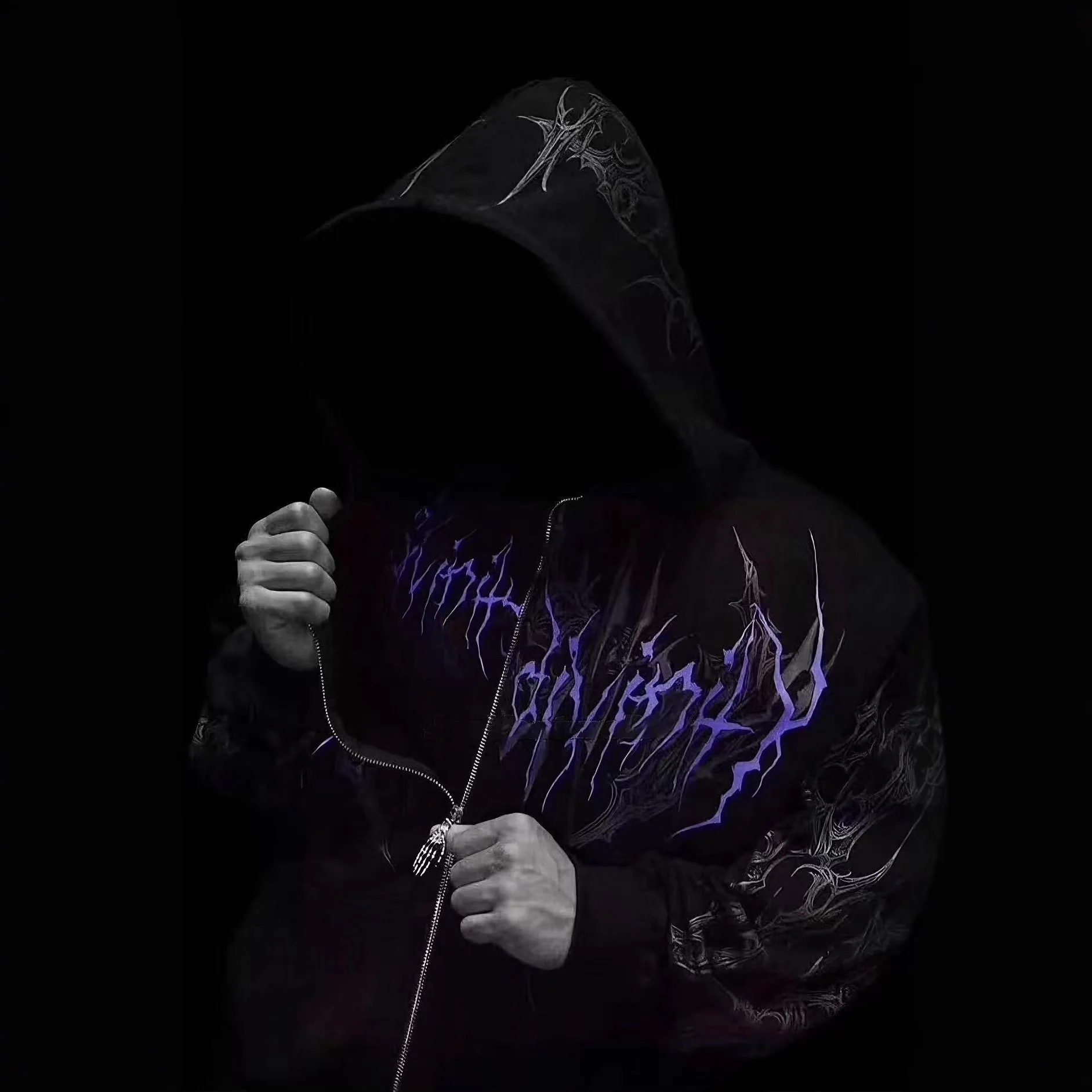 Sudadera con capucha con cremallera de estilo americano Breathedivinity, estampado de calavera oscura, Otoño Invierno, cárdigan con capucha de lana gruesa, sudadera para hombre