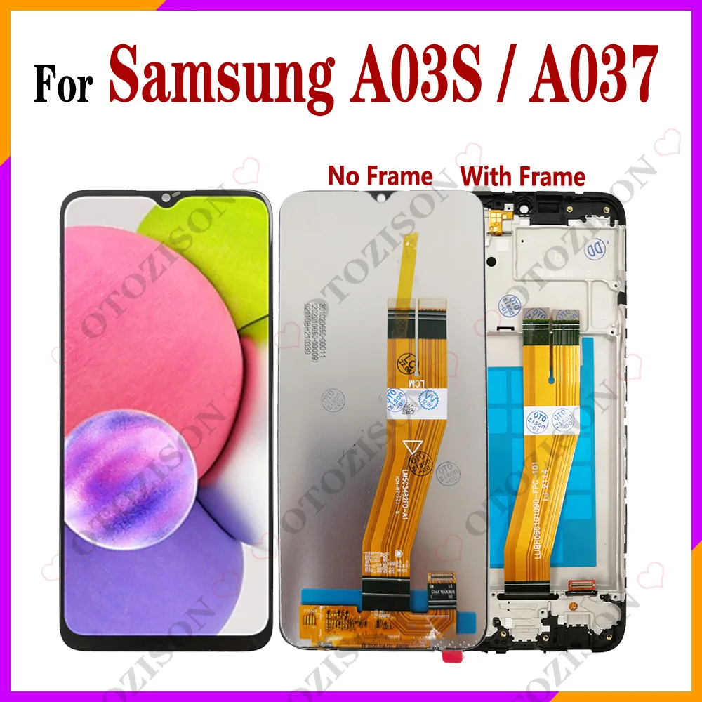 Pantalla LCD de 6.5 pulgadas con marco para Samsung Galaxy A03s, pantalla A037, SM-A037F/DS, pantalla táctil digitalizadora A037M, ensamblaje de pantalla A03s