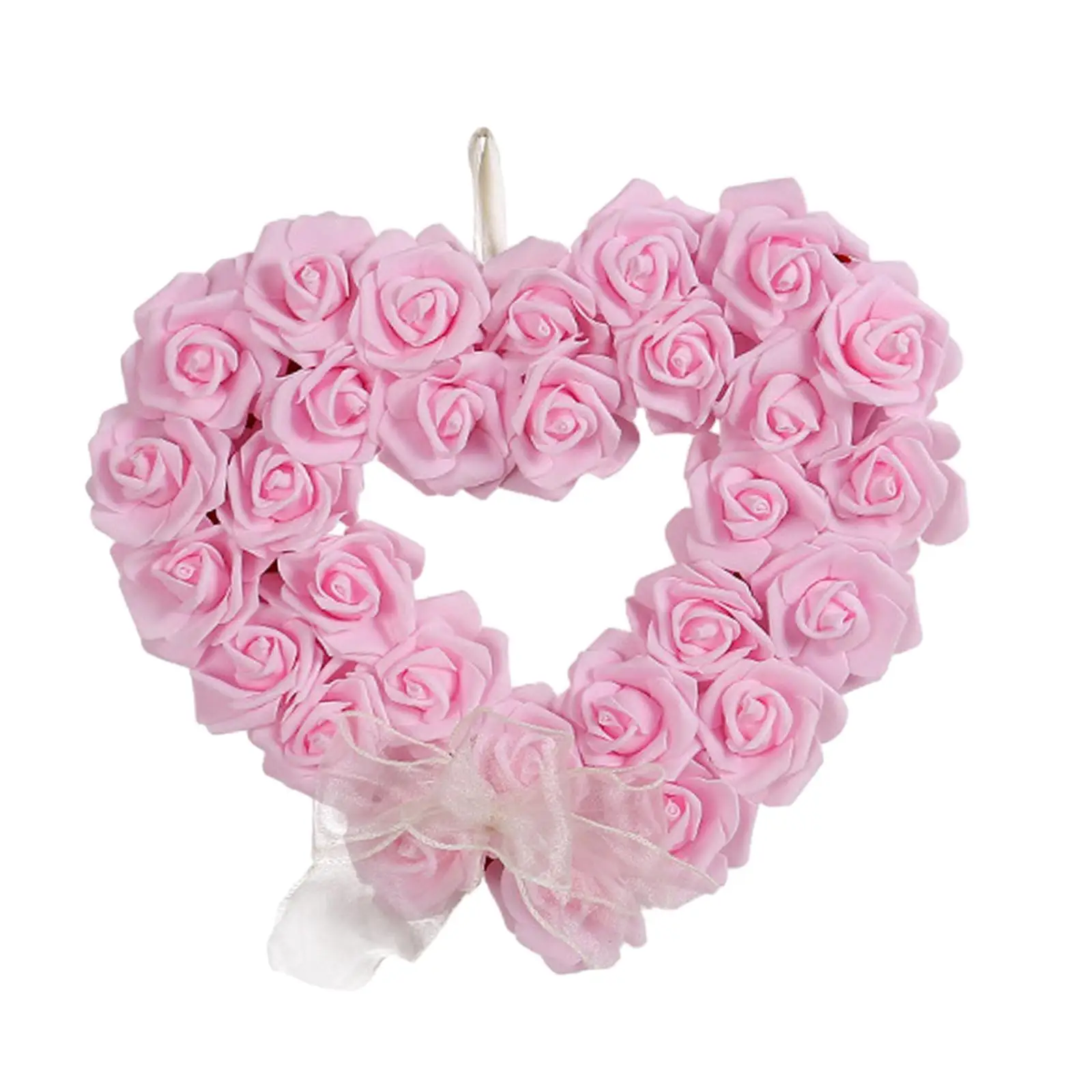 Romantic Love Heart Wreath Valentine Day Artificial Foam Rose Flower Door Decor for Wall Hanging Home Wedding Party Ornament