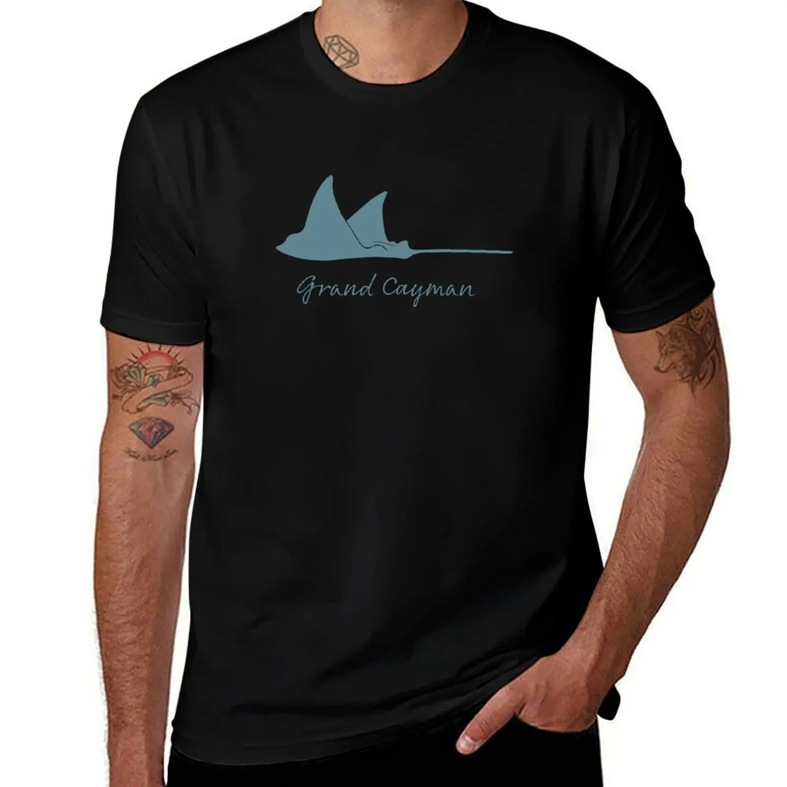 Grand Cayman Stingray T-Shirt blue archive oversizeds plus size men clothing