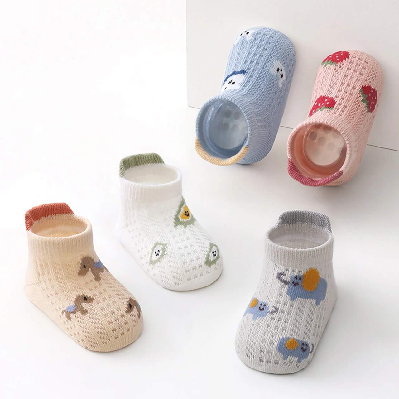 Summer Baby Mesh Socks Non-slip Floor Socks for infants Boat Sock Cartoon Kids Footwear Thin Cotton Children Ankle Socks 0-3Year