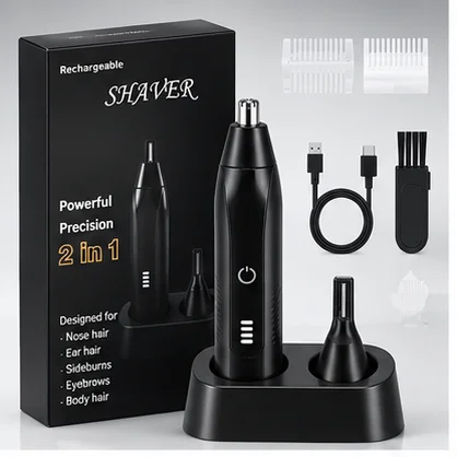 2-in-1 2-in-1 Nose & Ear Hair Trimmer, USB Rechargeable Electric Nose Hair Trimmer with Battery Display, Eyebrow & Facial Hair Grooming Tool for Men & Women, Compact Portable Personal Trimmer for Home, Travel & Daily Grooming - Aliexpress Deal
