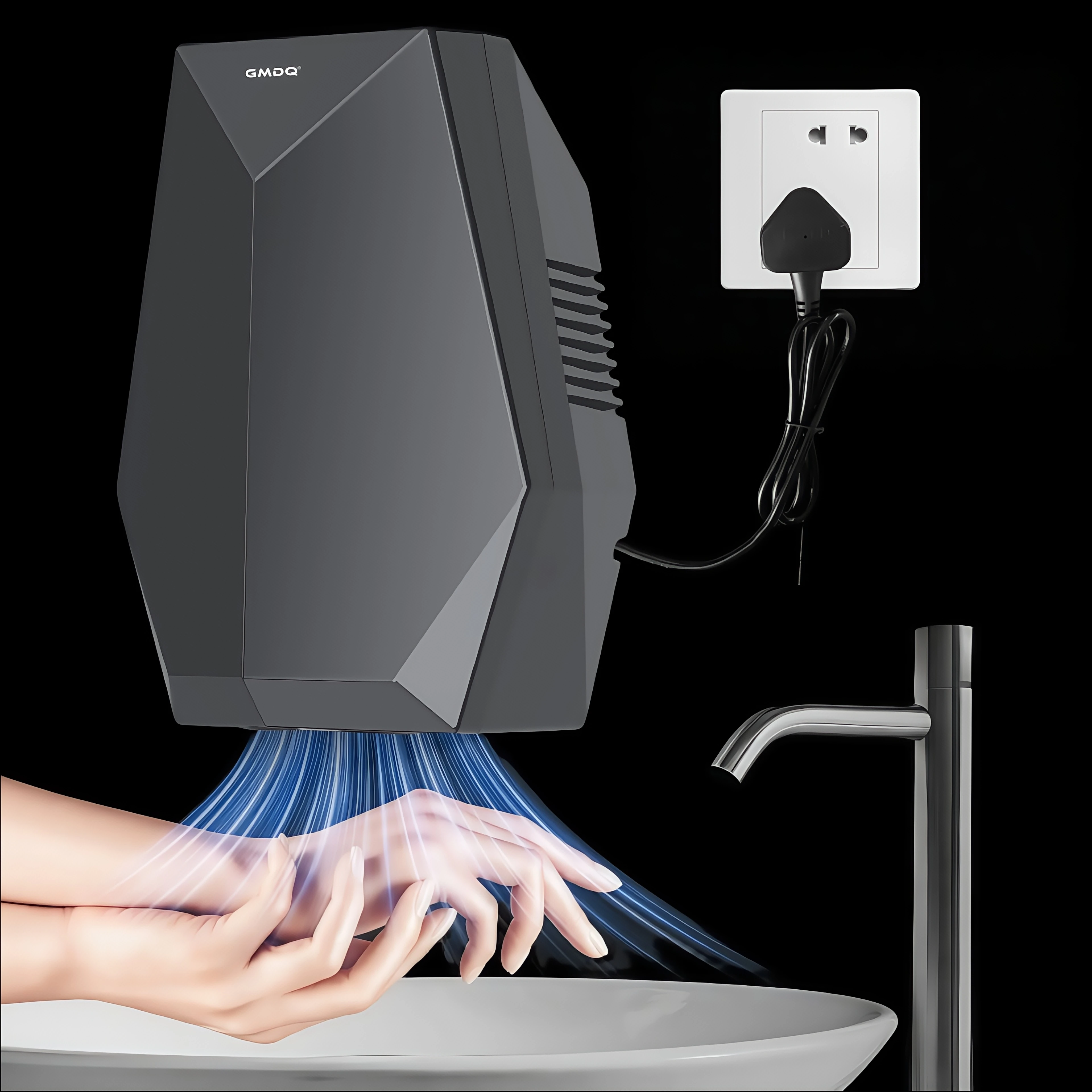 GMDQ fully automatic sensing commercial hand dryer, British standard 220V high-speed warm air hand dryer image 3