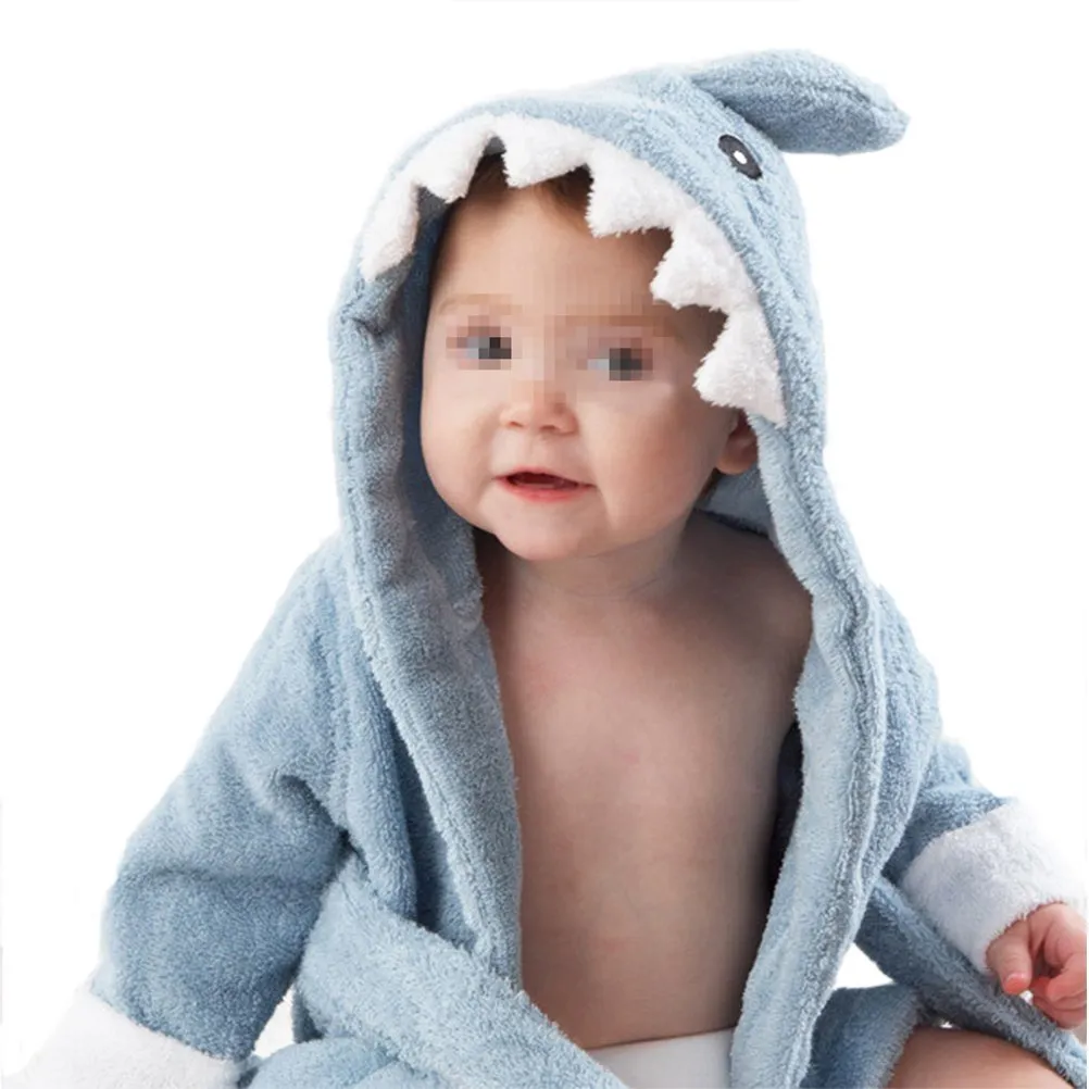 Baby Cotton Bathrobe Wrap with Shark Print – Soft, Breathable & Skin-Friendly for 0-2 Years