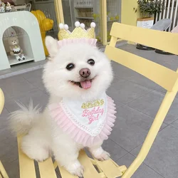 INS Pet Supplies Dog Birthday Mouth Towel Party Triangle Towel Pawty Cat Dog Crown Headwear Cute Headwear Puppy Accessories