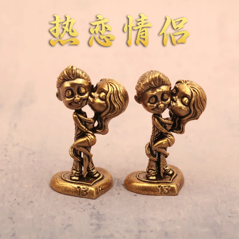 New Heart-Shaped Couple Chinese Style Creative Crafts Small Brass Ornaments