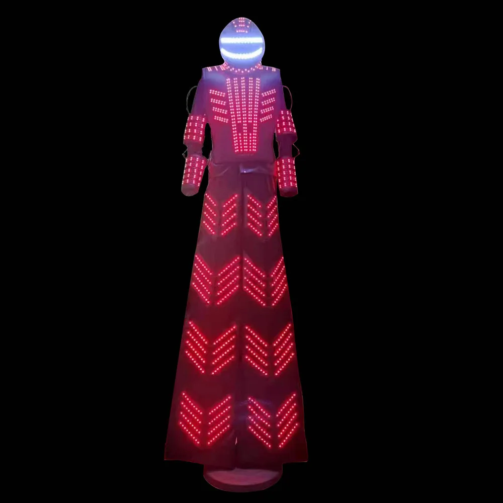 LED ركائز ووكر روبوت زي رجل راقص رائع تضيء هالوين كرنفال مرحلة الأداء الحدث البدلة #5