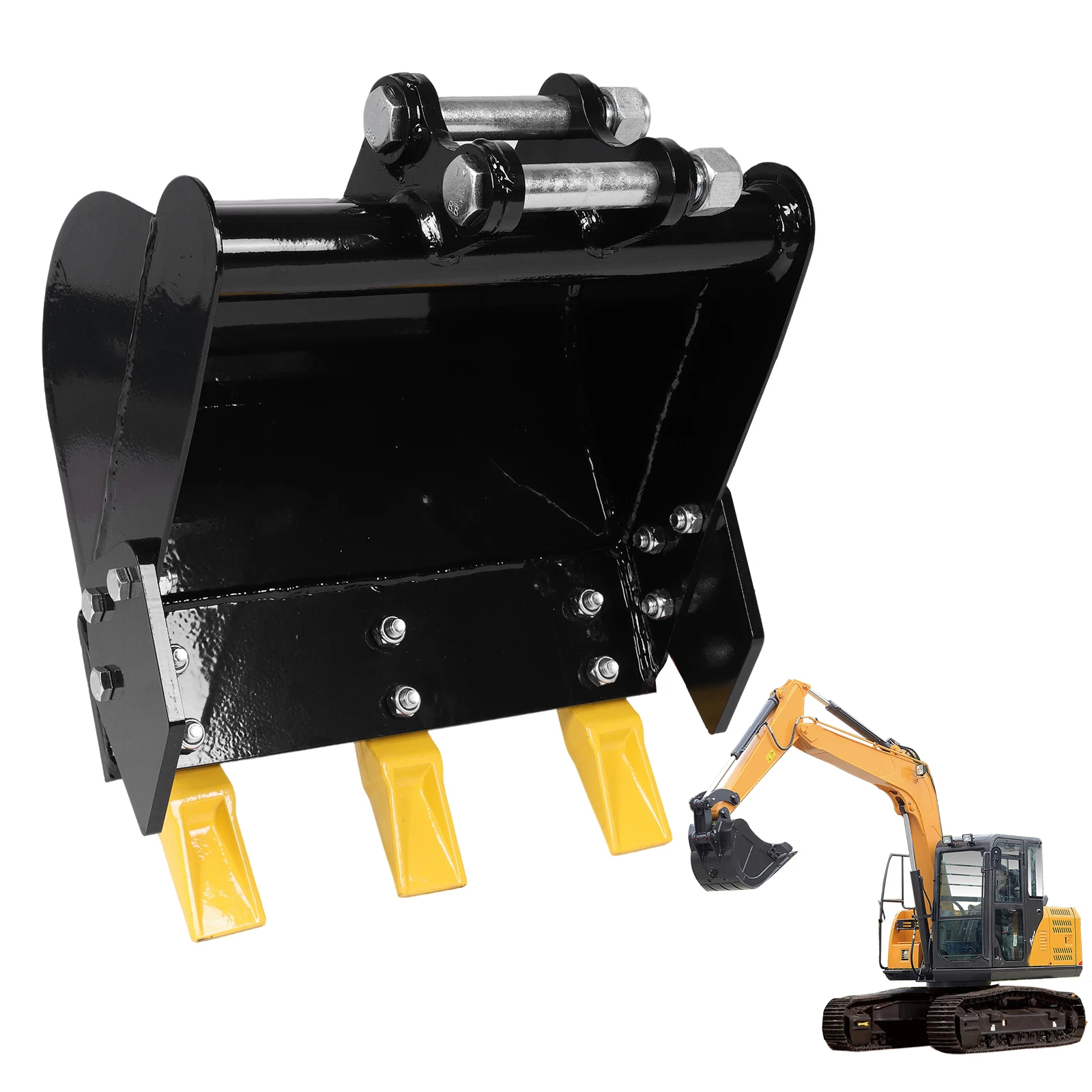 

15.75in/400mm Mini Excavator Attachment Compatible with 0.8-1.8T Diggers 0.98in Hole 3.46in Center Wheelbase with Metal Teeth