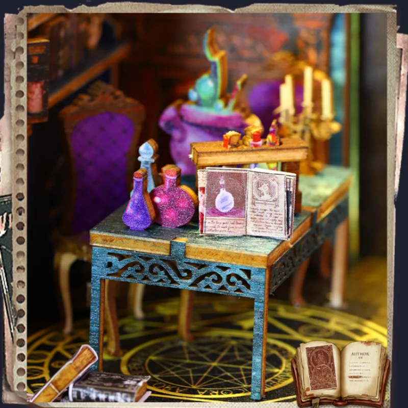 OUZEY Podpórka do książek Ulica Czarów, Drewniany Mini Market 3D, Magiczny Bazar DIY dla Nastolatków