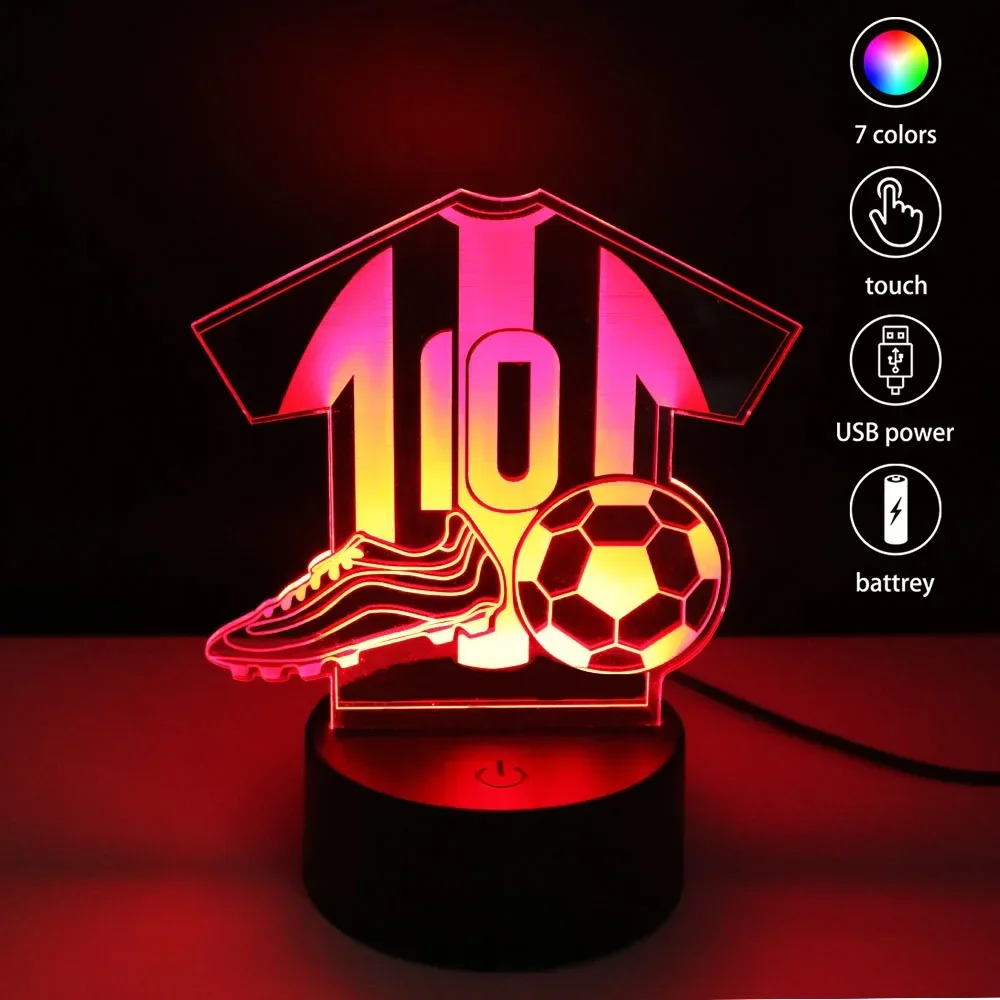 サッカー選手ナイトライトタッチリモコンRGB LEDランプ寝室の装飾ノベルティクリエイティブスポーツテーマギフト男の子子供ファン