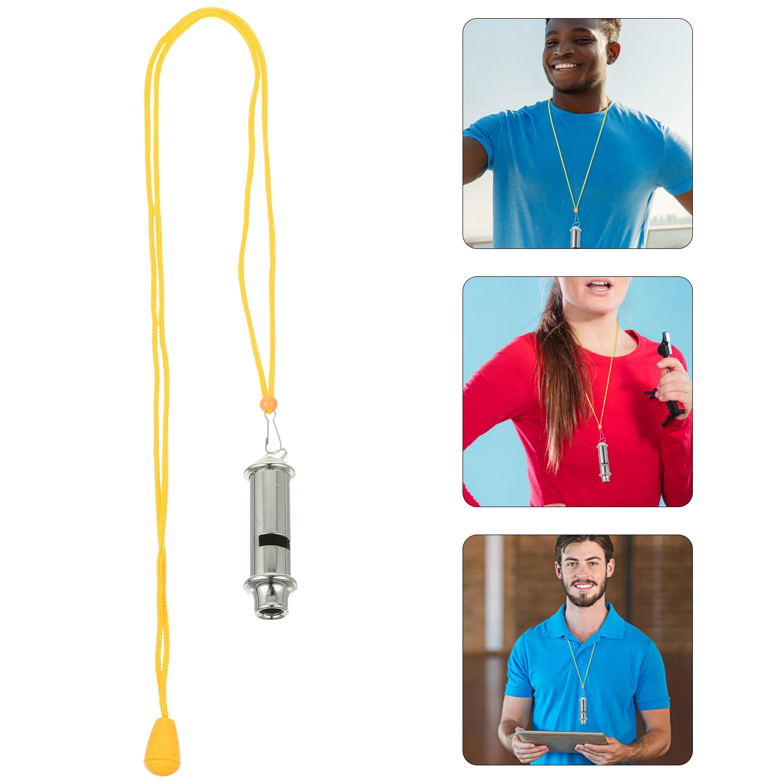 Silbato de emergencia de acero inoxidable, silbato de rescate al aire libre de seguridad fuerte y delicado de Metal para acampar y hacer senderismo con cordón portátil