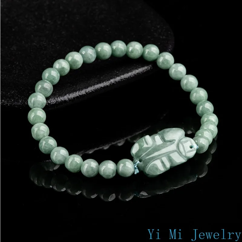 Burmese Jade Pixiu Bracelets Natural Chinese Green Jewelry Designer Gemstone Accessories Carved Bead Jadeite Women Bracelet