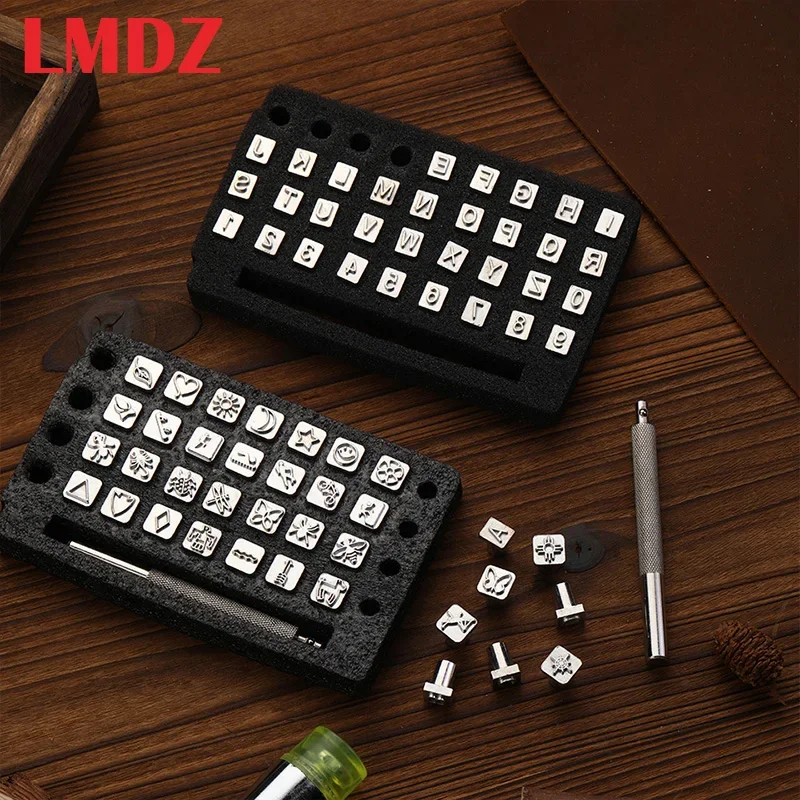 

LMDZ Leather Craft Stamping Tools 36pcs Leather Stamping Kit Alphabet Number Capital Letter Pattern Stamps for Leathercraft
